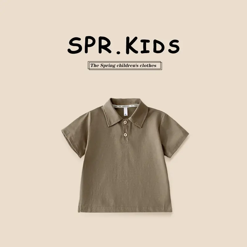 Boys Solid Color Collared T-Shirt 2026 Summer - Image 3