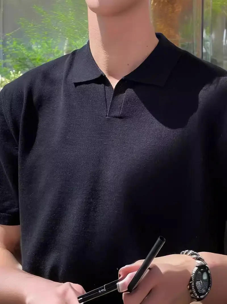 Men's Black Polo T-Shirt Summer 2024 - Image 7