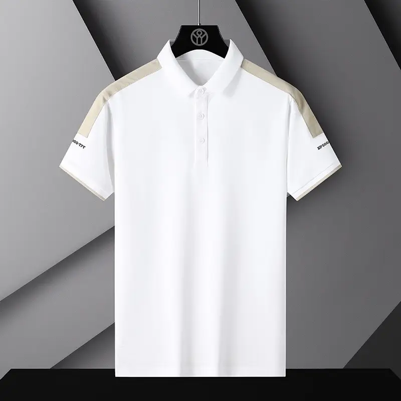 Men's Black Beige Polo Shirt Collar Design - Image 2