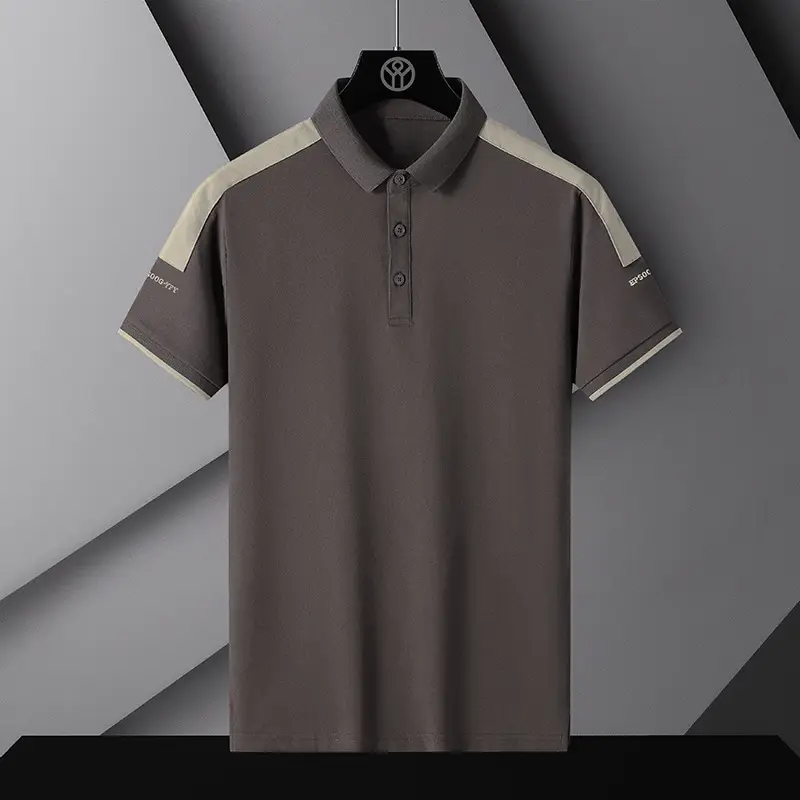 Men's Black Beige Polo Shirt Collar Design - Image 4