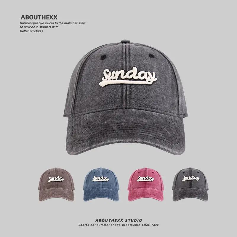 Men Blue Washed Sunday Embroidered Cap - Image 6