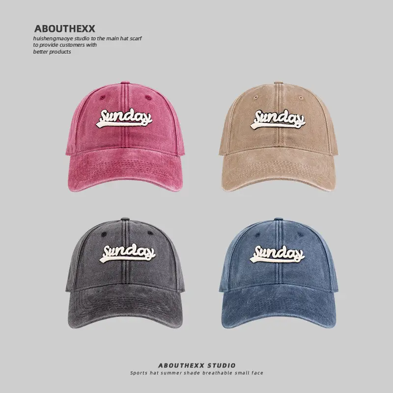 Men Blue Washed Sunday Embroidered Cap - Image 7