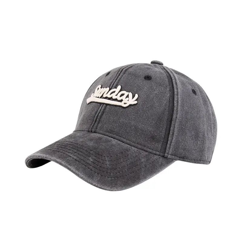 Men Blue Washed Sunday Embroidered Cap - Image 10
