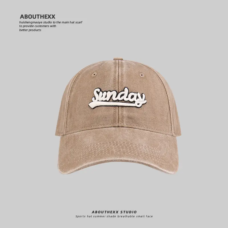 Men Blue Washed Sunday Embroidered Cap - Image 2