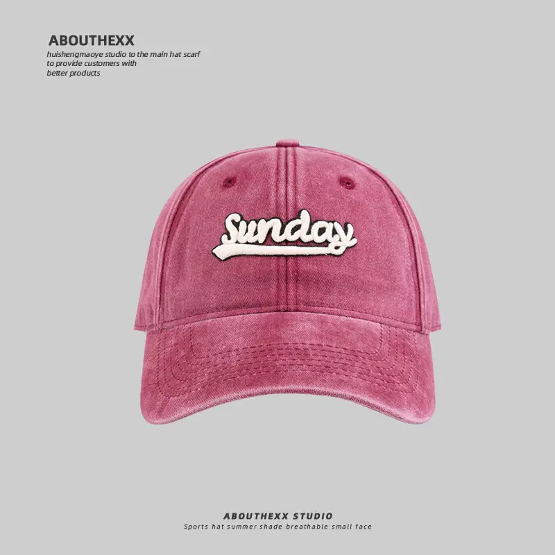 Men Blue Washed Sunday Embroidered Cap - Image 3