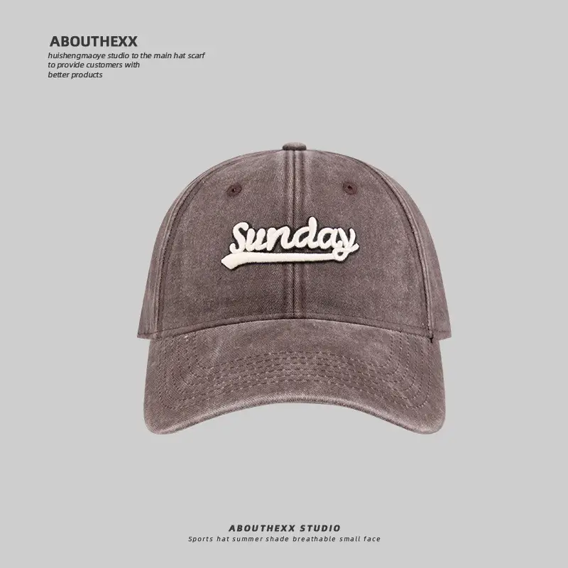 Men Blue Washed Sunday Embroidered Cap - Image 4