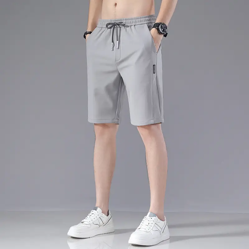 Men Ice Silk Crop Shorts Black Summer Casual - Image 12