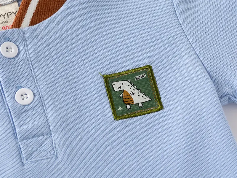 Kids Polo Shirt Light Green Dinosaur Embroidered V-Neck 2026 — feature 9