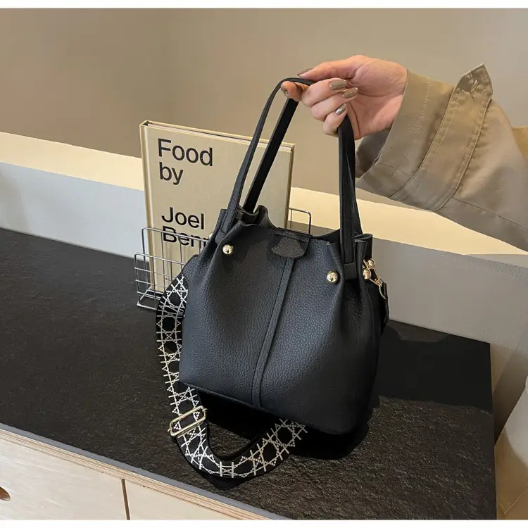 Women Retro Brown Bucket Bag with Crossbody Strap — feature 22