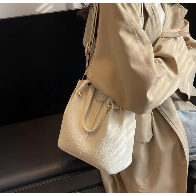 Women Retro Brown Bucket Bag with Crossbody Strap — feature 23