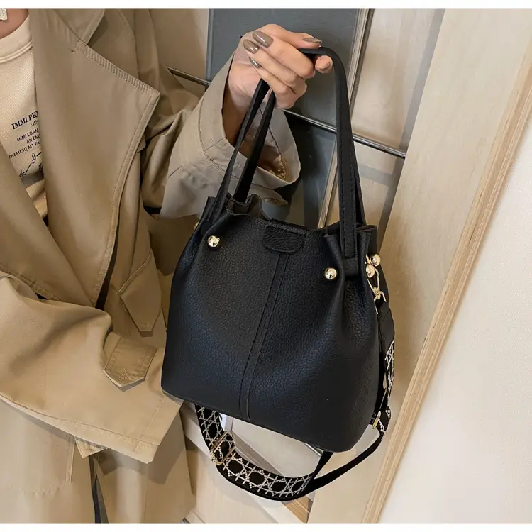 Women Retro Brown Bucket Bag with Crossbody Strap — feature 25