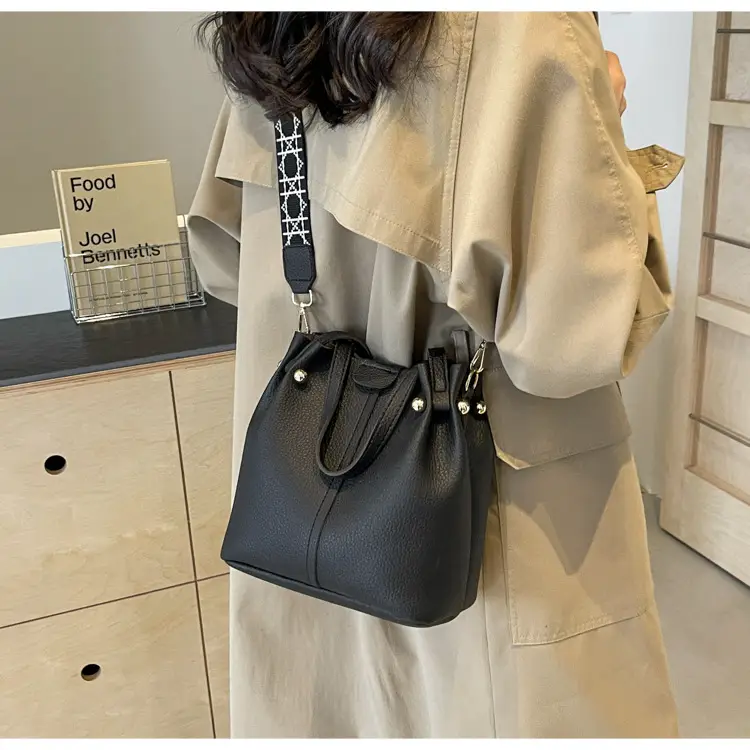 Women Retro Brown Bucket Bag with Crossbody Strap — feature 27