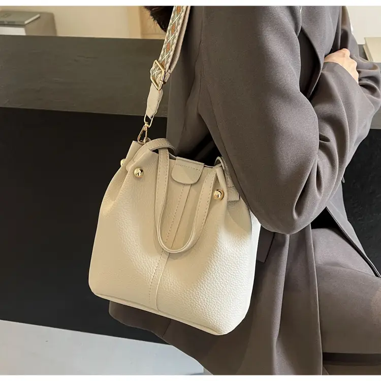Women Retro Brown Bucket Bag with Crossbody Strap — feature 43