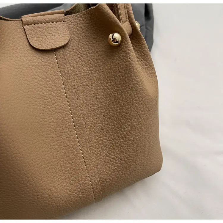 Women Retro Brown Bucket Bag with Crossbody Strap — feature 8