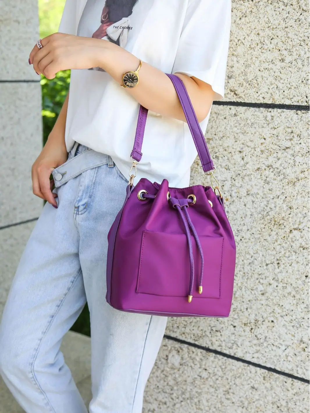 Purple Korean Style Shoulder Crossbody Bag Large Capacity - Image 9