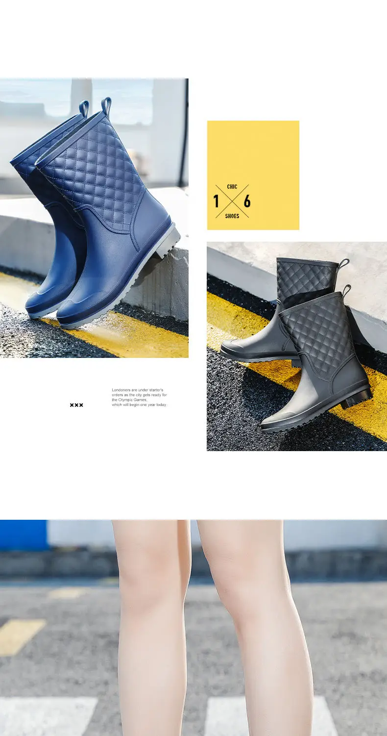 One-time Shaping Women's Middle Tube Non-slip Rain Boots Plastic Waterproof Rain Boots Prellis Outer Wearing Water Shoes Selling Fish Wearing Water Boots — feature 10
