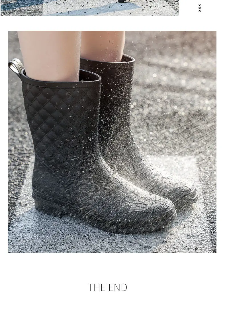 One-time Shaping Women's Middle Tube Non-slip Rain Boots Plastic Waterproof Rain Boots Prellis Outer Wearing Water Shoes Selling Fish Wearing Water Boots — feature 15