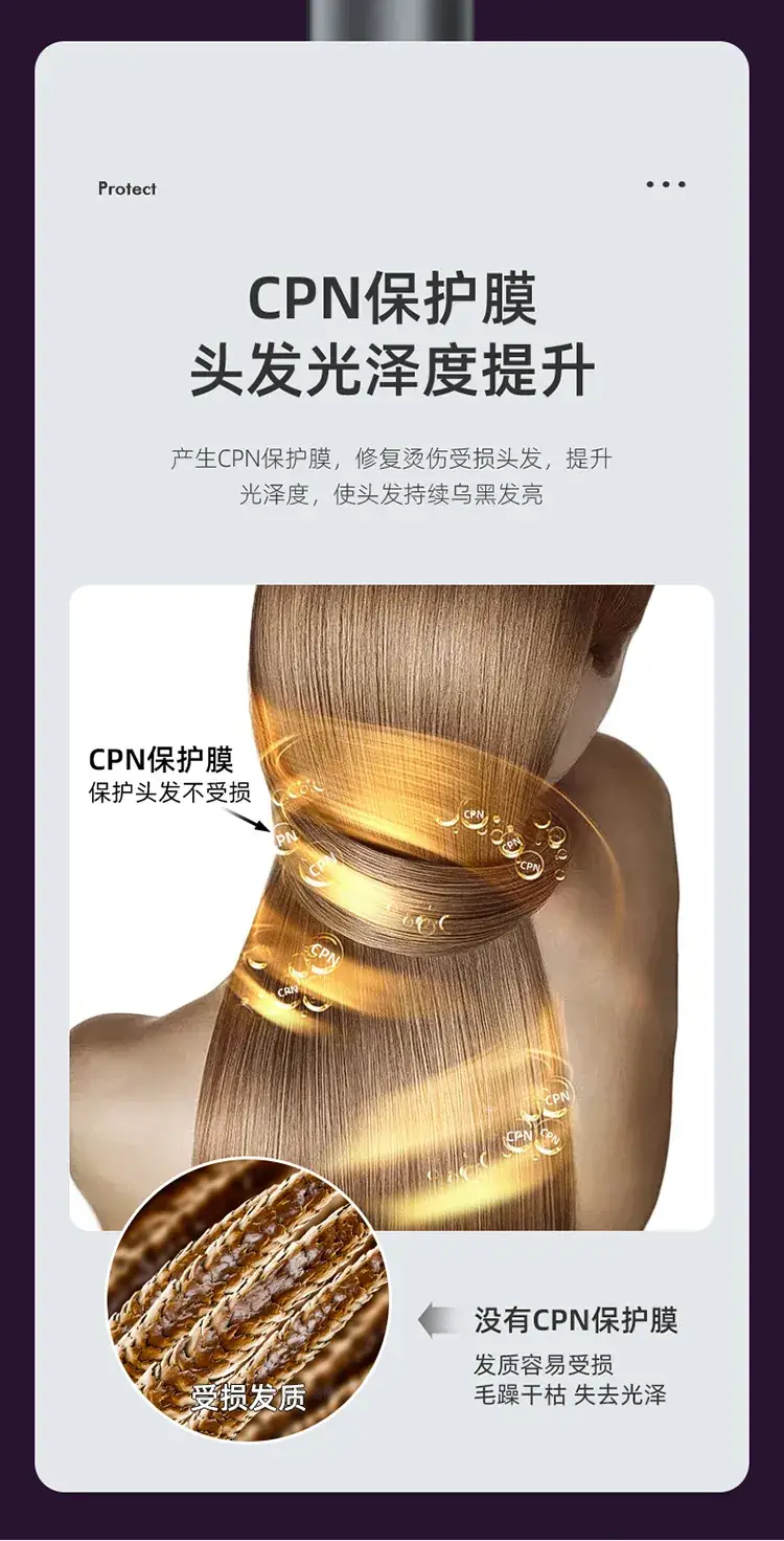 Rotating Folding Hair Dryer with Purple Finish — feature 12