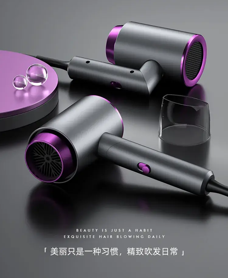 Rotating Folding Hair Dryer with Purple Finish — feature 3