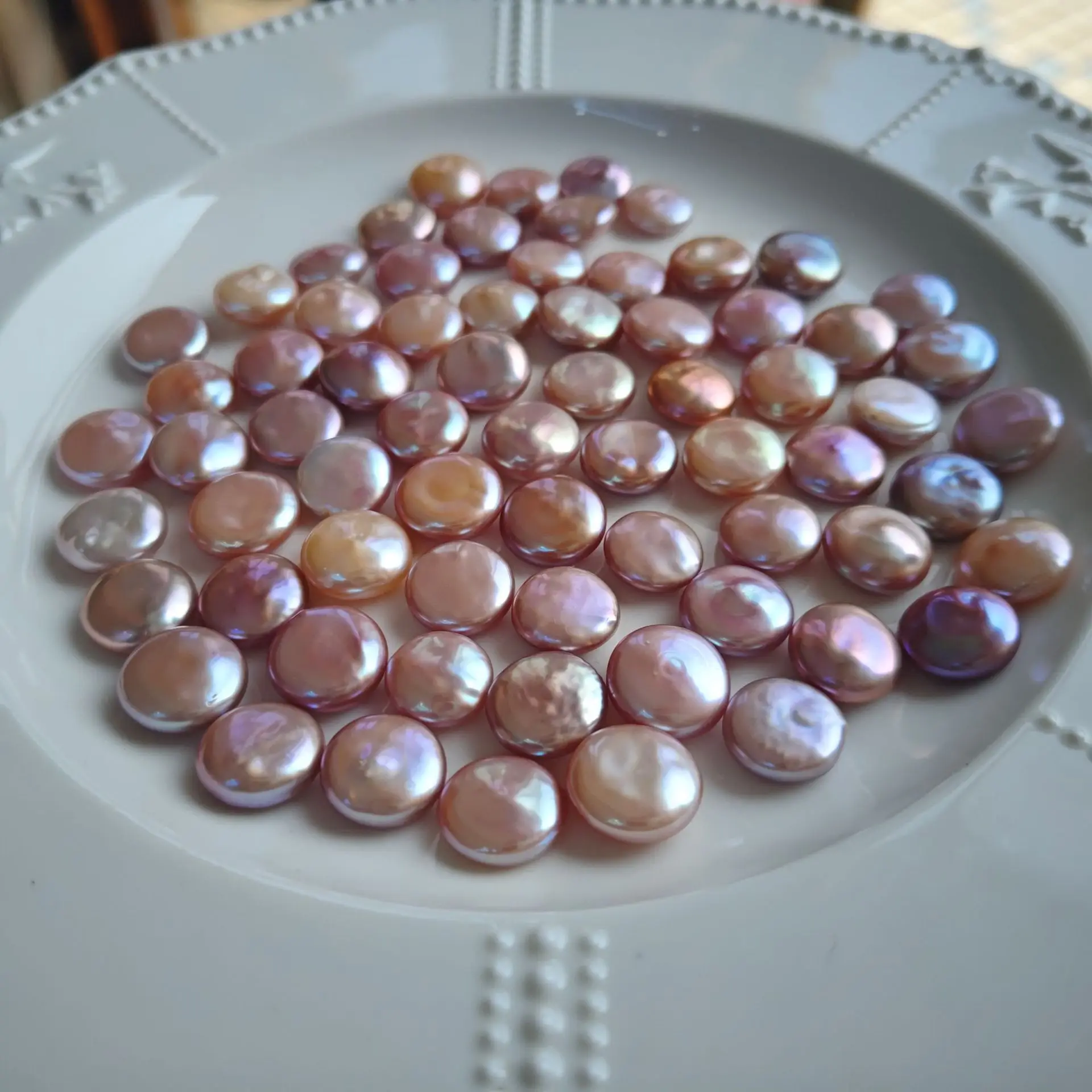 13-14mm Freshwater Pearl Flat Beads Pink Purple Baroque Colorful - Image 2