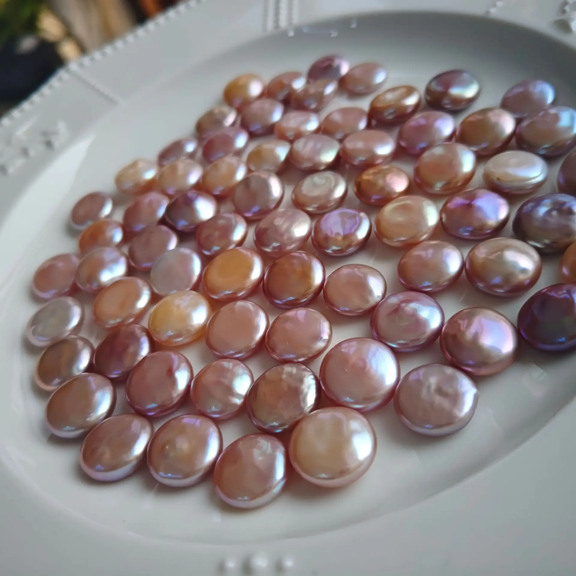 13-14mm Freshwater Pearl Flat Beads Pink Purple Baroque Colorful - Image 3