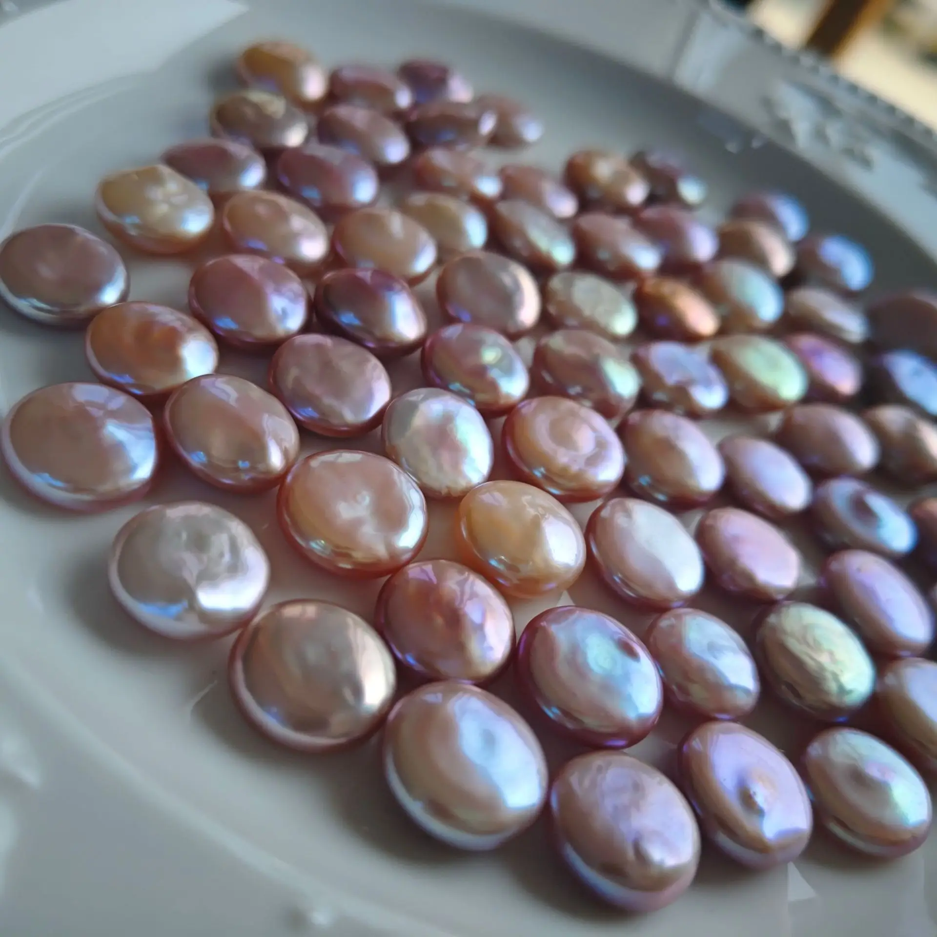 13-14mm Freshwater Pearl Flat Beads Pink Purple Baroque Colorful - Image 4