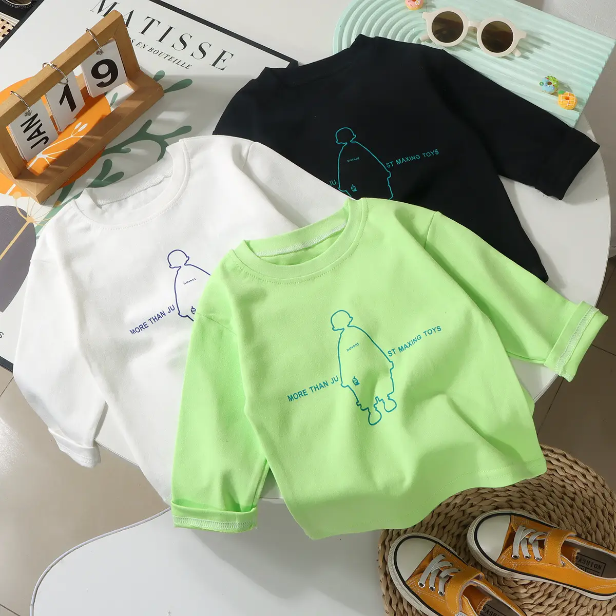 New Kidsren Long Sleeve Korean Style T-Shirt Green