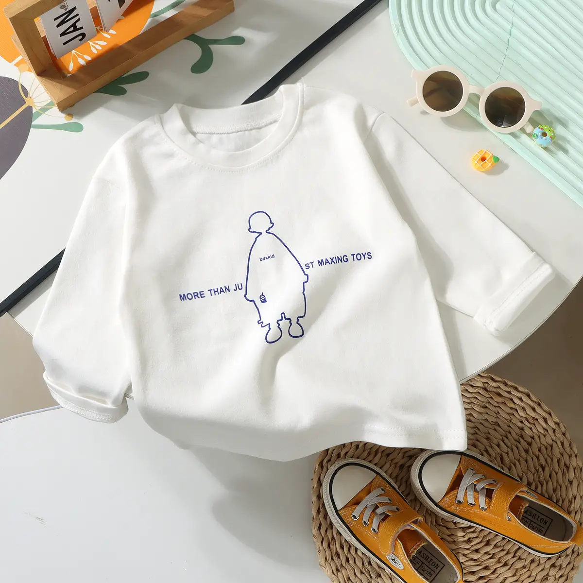New Kidsren Long Sleeve Korean Style T-Shirt Green