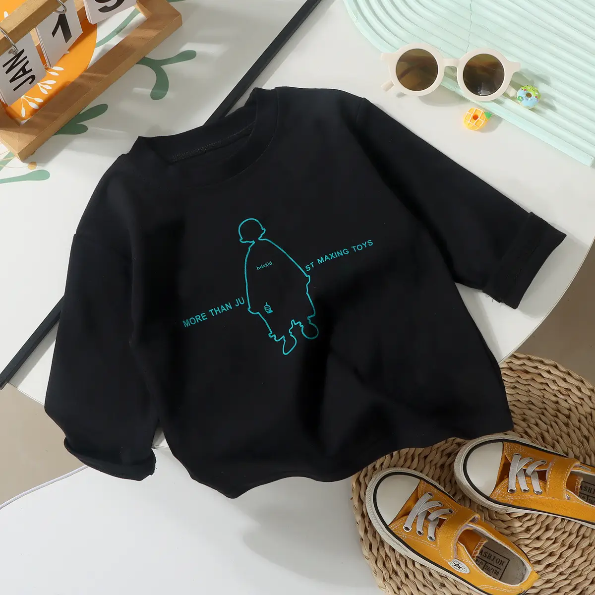 New Kidsren Long Sleeve Korean Style T-Shirt Green