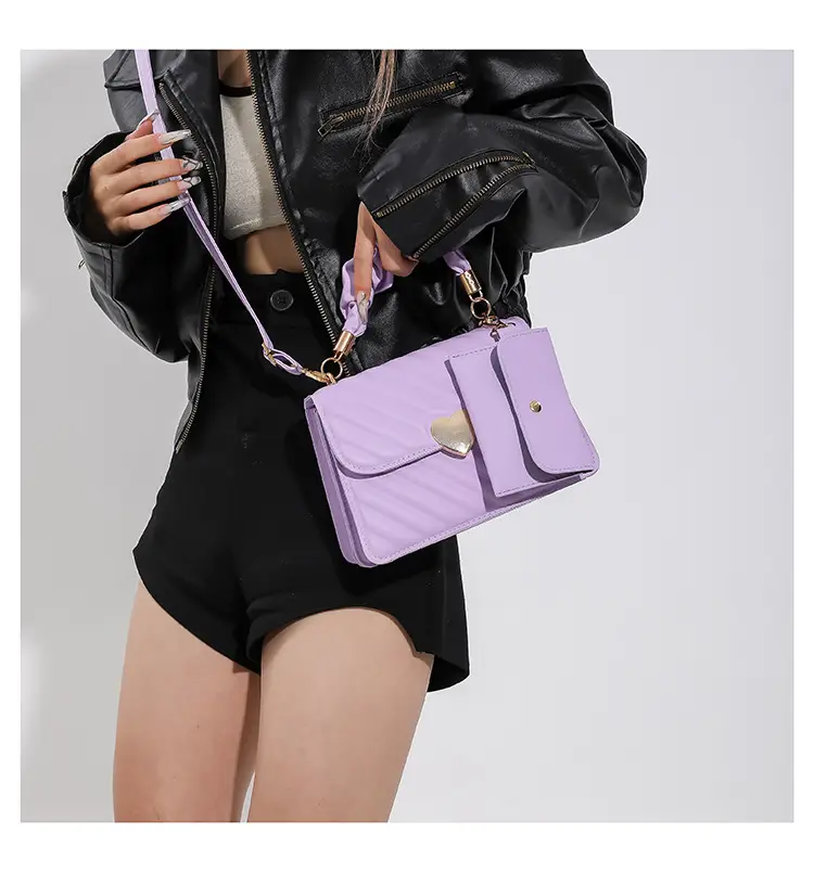Trendy Heart Lock Bag Women Beige Embossed Shoulder Crossbody — feature 20