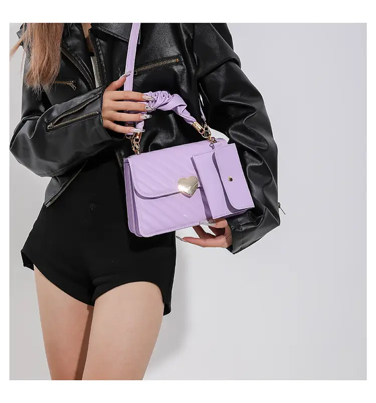 Trendy Heart Lock Bag Women Beige Embossed Shoulder Crossbody — feature 21