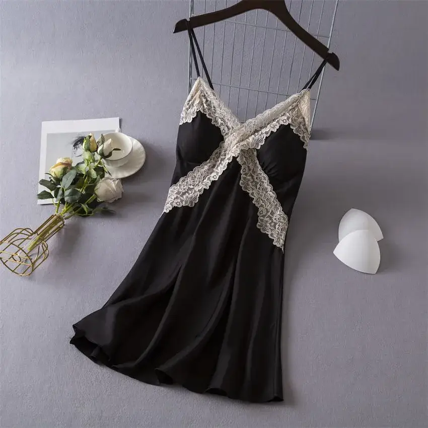 Ice Silk Sexy Shorts Two-Piece Suit with Chest Pads