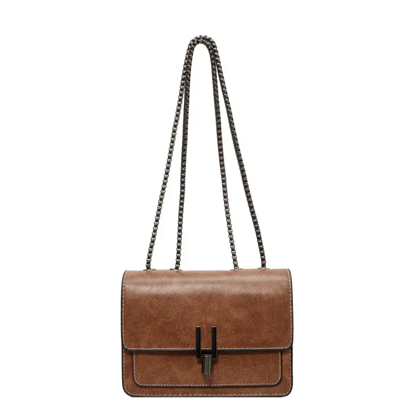 Women's Brown Leather Chain Crossbody Bag 2024 - Image 10