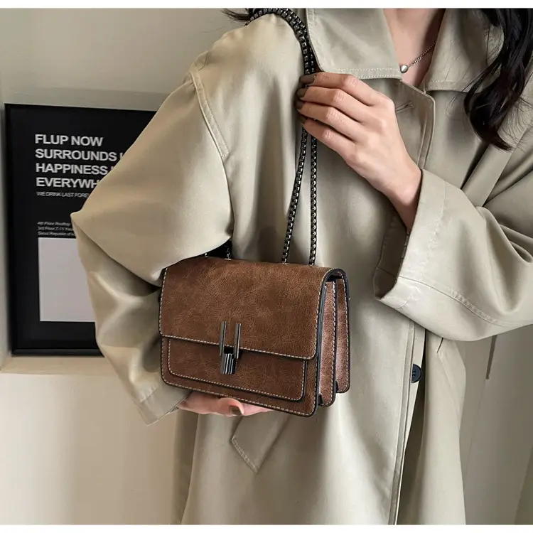 Women's Brown Leather Chain Crossbody Bag 2024 — feature 19