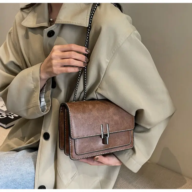 Women's Brown Leather Chain Crossbody Bag 2024 — feature 21