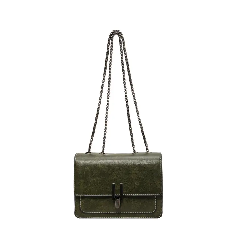 Women's Brown Leather Chain Crossbody Bag 2024 - Image 2