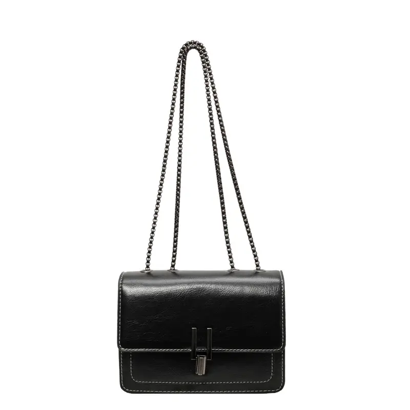 Women's Brown Leather Chain Crossbody Bag 2024 - Image 3