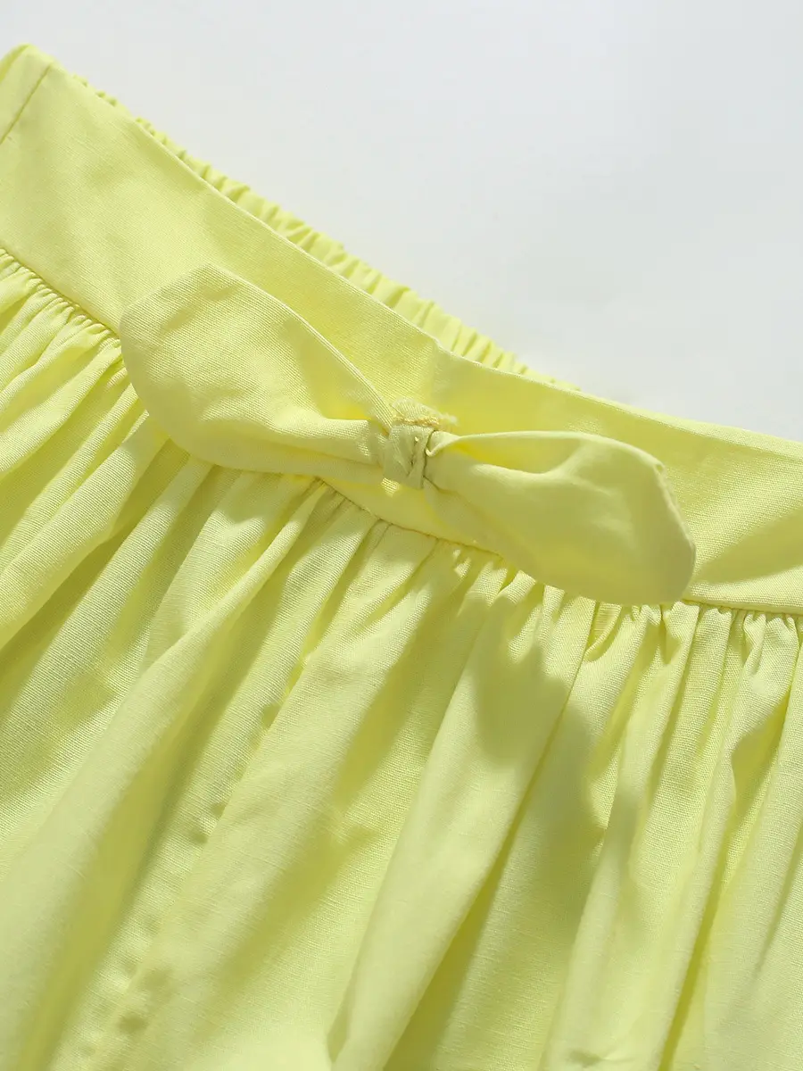 Little Cartoon Girl Suit Blue Yellow Shorts - Image 5