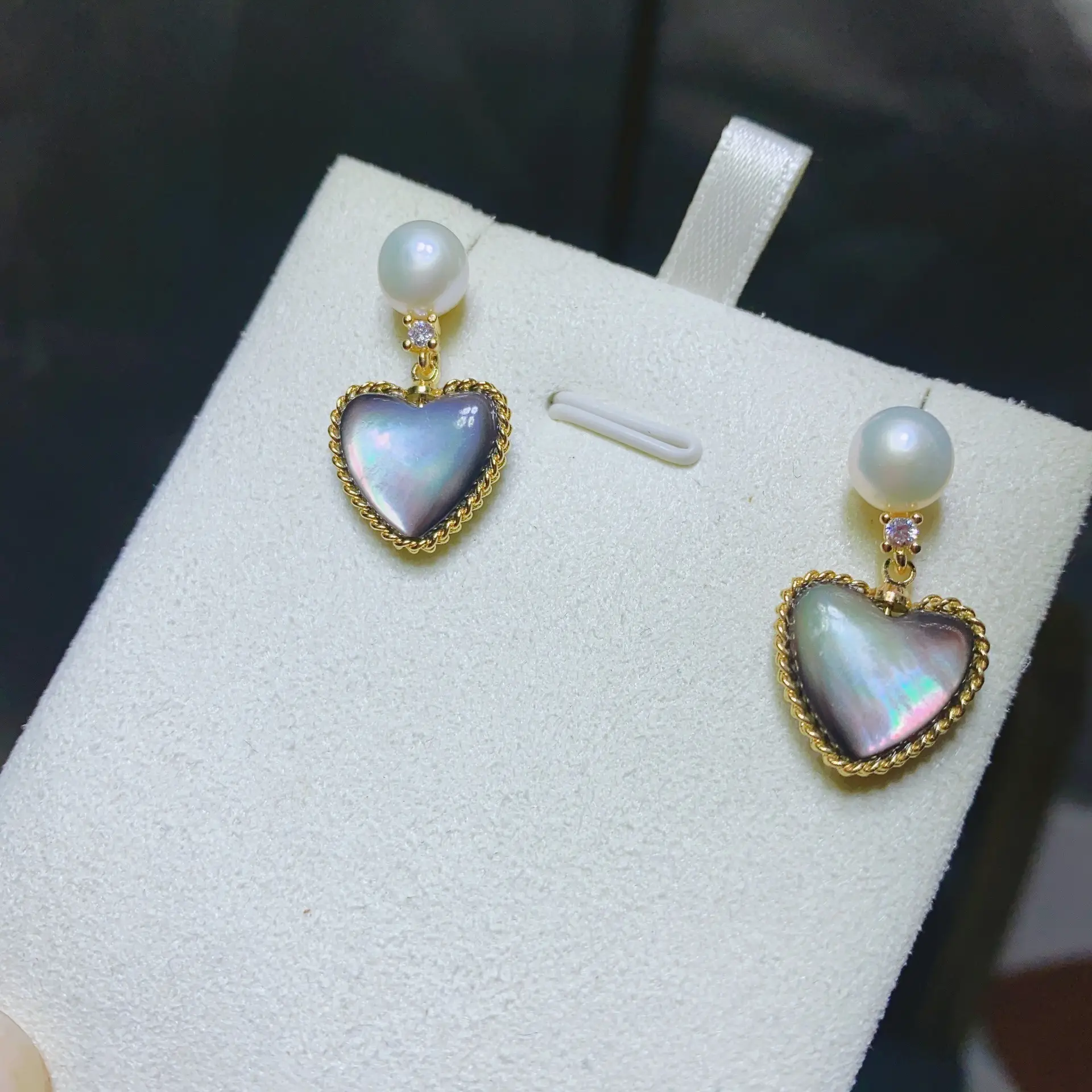 Heart Shaped Pearl Earrings for Women S925 Gold
