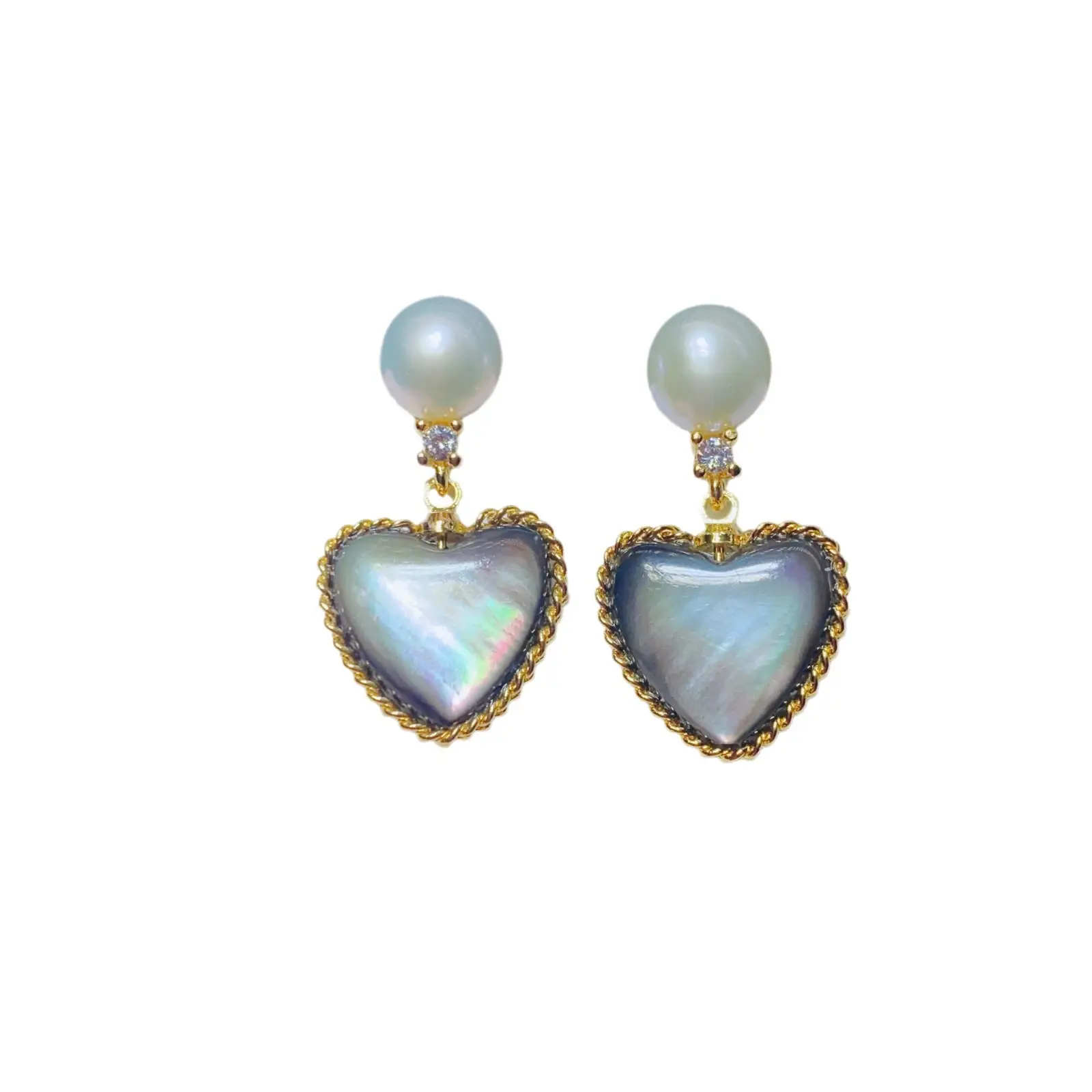 Heart Shaped Pearl Earrings for Women S925 Gold