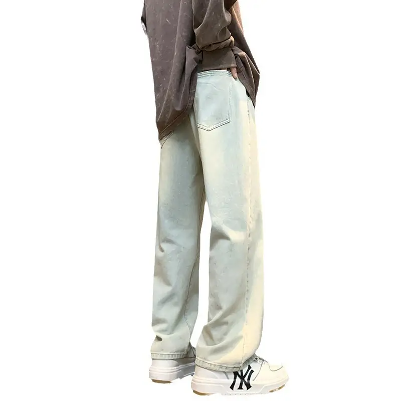 Men Retro Straight Leg Pants Black Wide Leg Casual - Image 6