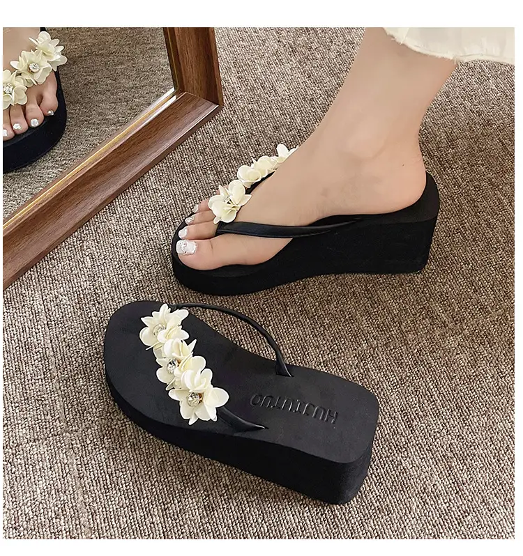 High heel flip-flops women's thick-soled outdoor wear summer fashion non-slip flip-flops seaside beach shoes high heel women's sandals — feature 4