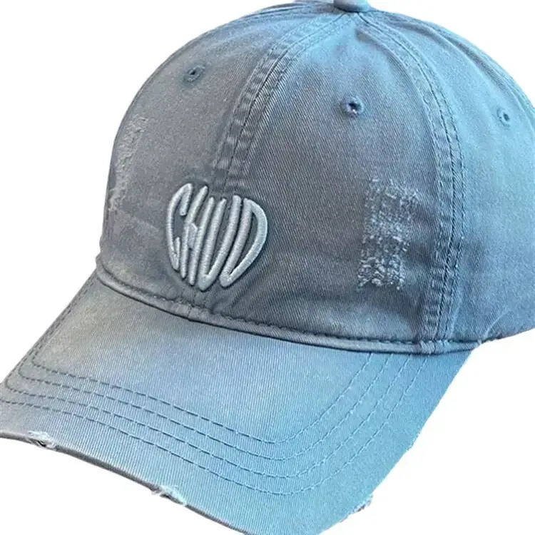 Women Denim Baseball Cap Maroon Large Wide Brim - Image 13