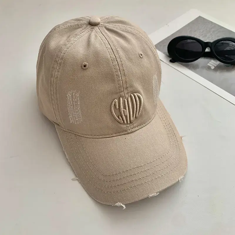 Women Denim Baseball Cap Maroon Large Wide Brim - Image 3