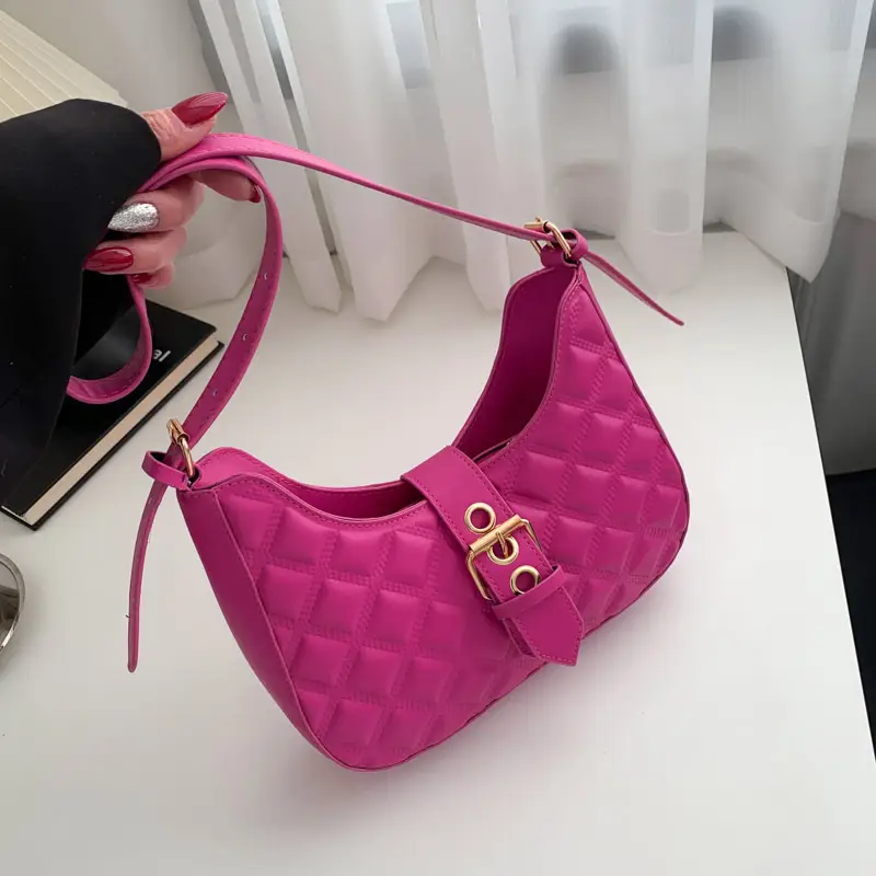 Black Rhombus Embroidery Shoulder Bag for Women