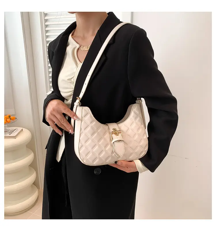 Black Rhombus Embroidery Shoulder Bag for Women — feature 10