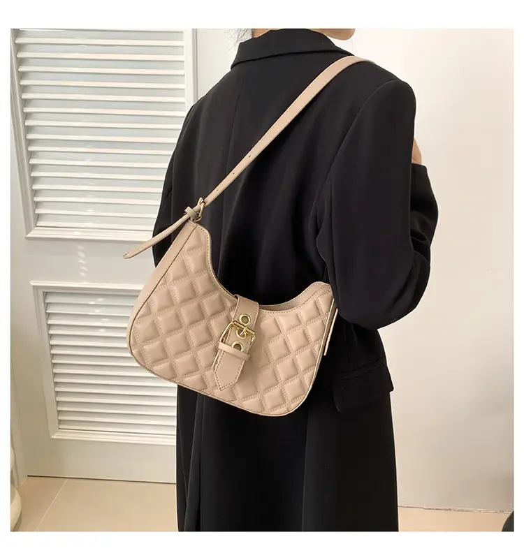 Black Rhombus Embroidery Shoulder Bag for Women — feature 11