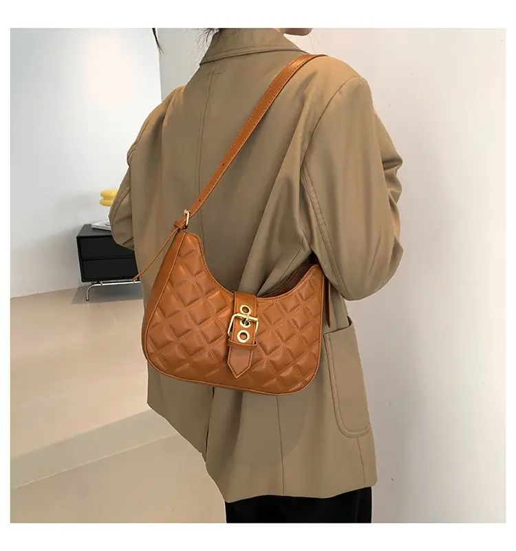 Black Rhombus Embroidery Shoulder Bag for Women — feature 17