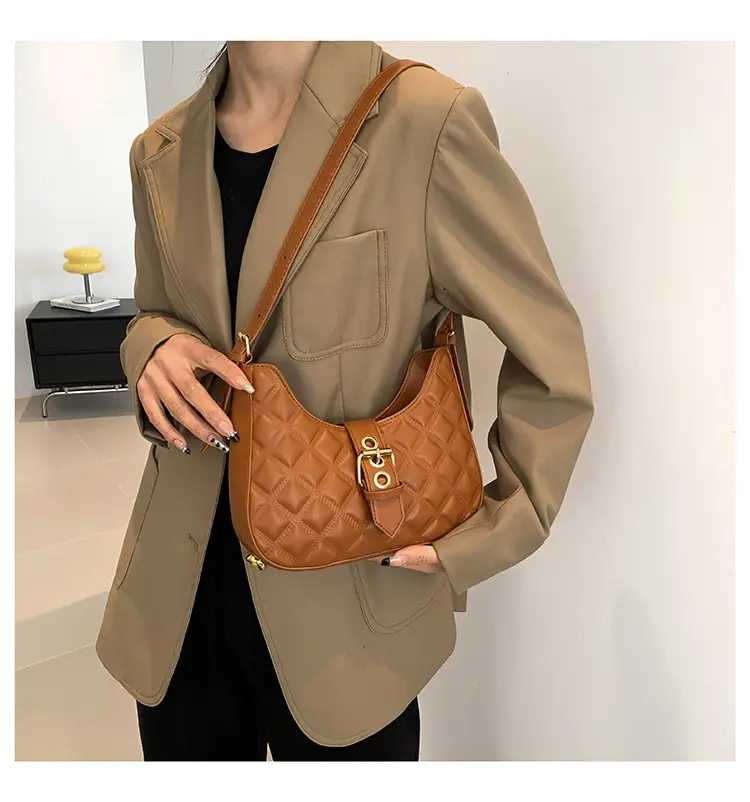 Black Rhombus Embroidery Shoulder Bag for Women — feature 18
