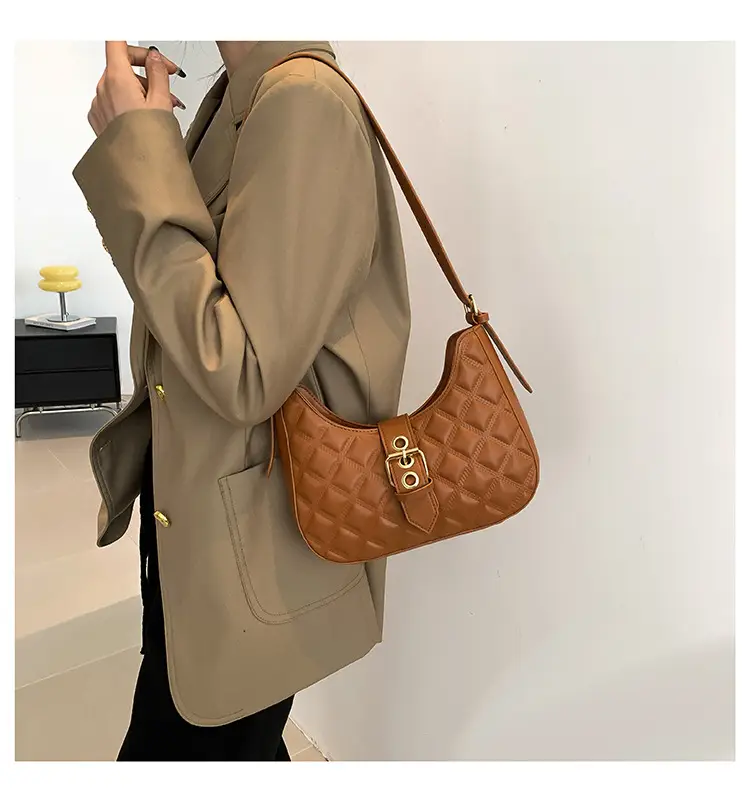 Black Rhombus Embroidery Shoulder Bag for Women — feature 19